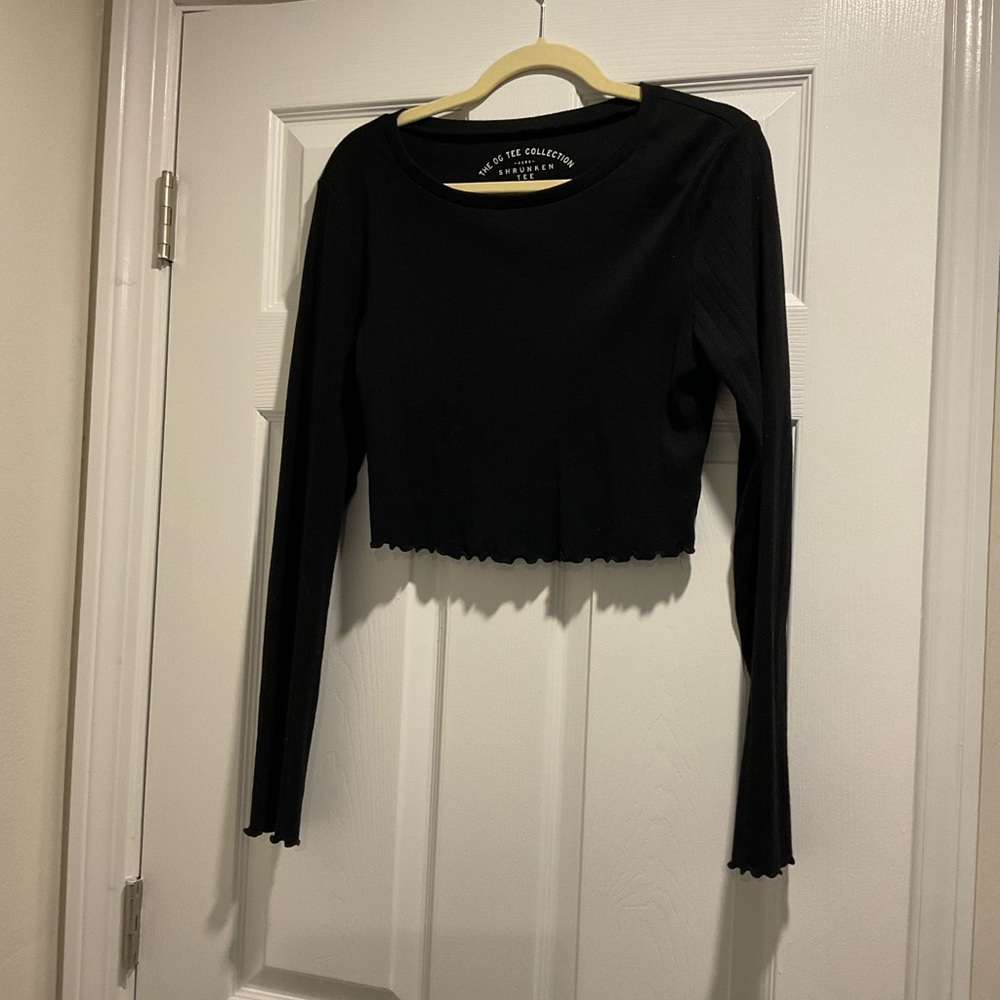 Aeropostale Black Ribbed Long Sleeve Bodysuit